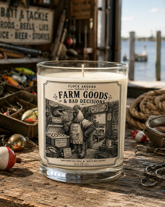 Bait Boss Candle 9 oz on the bait shop dock