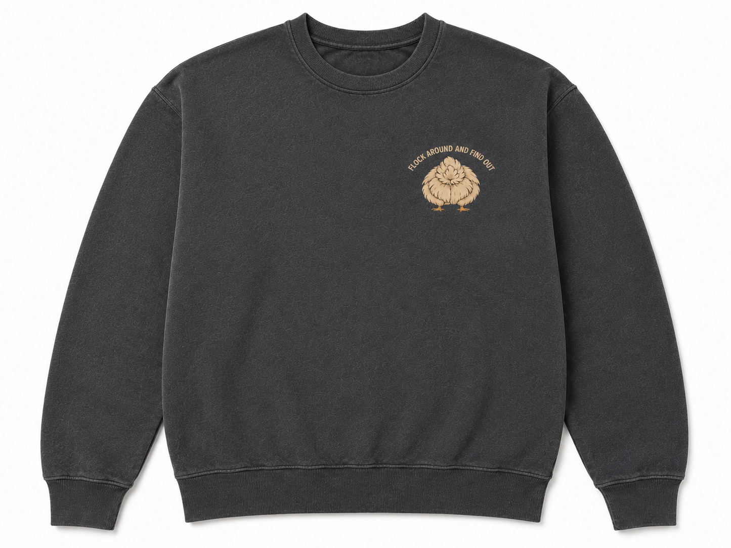 Washed charcoal sweatshirt flat front with chest logo
