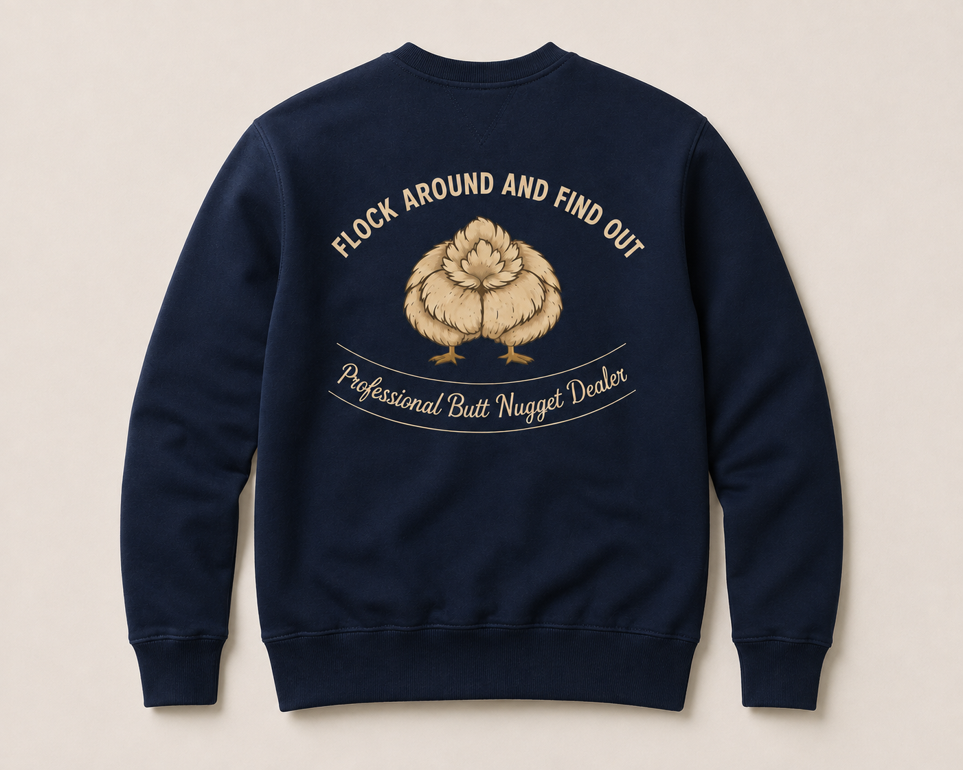 Navy sweatshirt flat back with full emblem