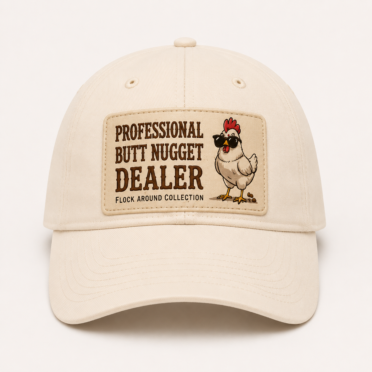 Cream baseball cap with Professional Butt Nugget Dealer patch