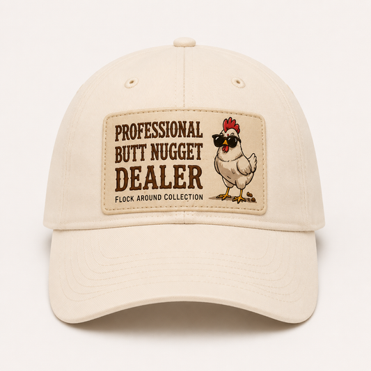 Cream baseball cap with Professional Butt Nugget Dealer patch