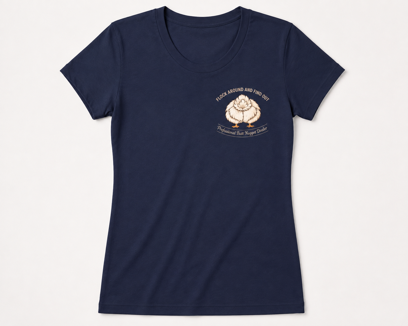 Navy crew tee flat front with chest emblem