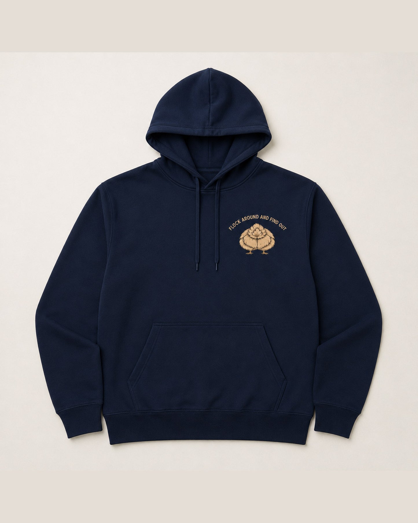 Navy hoodie flat front
