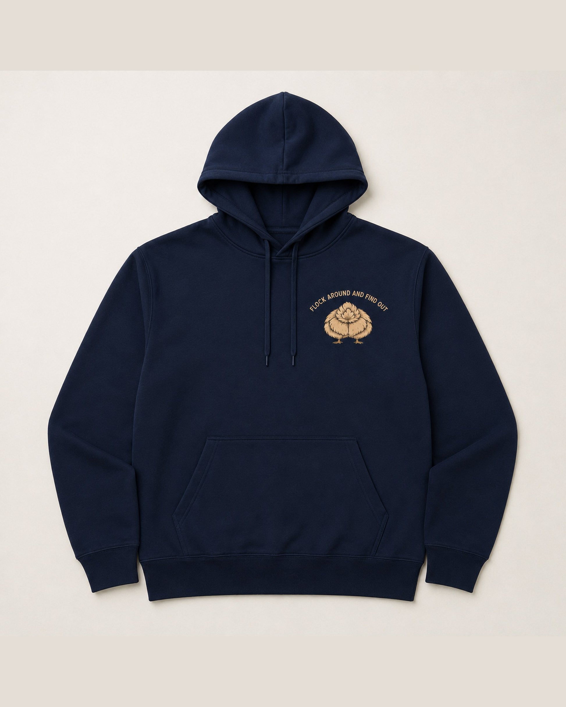 Navy hoodie flat front