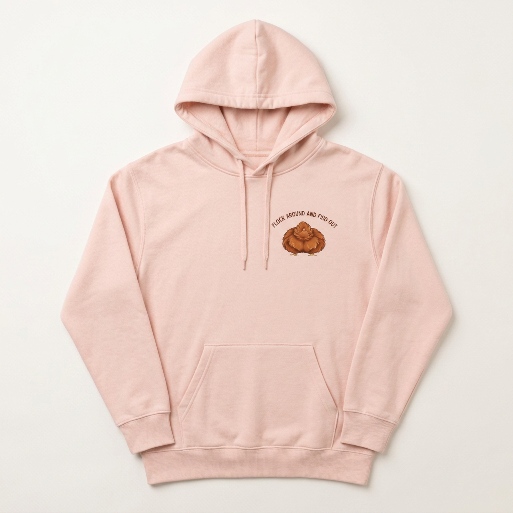 Pink hoodie flat front