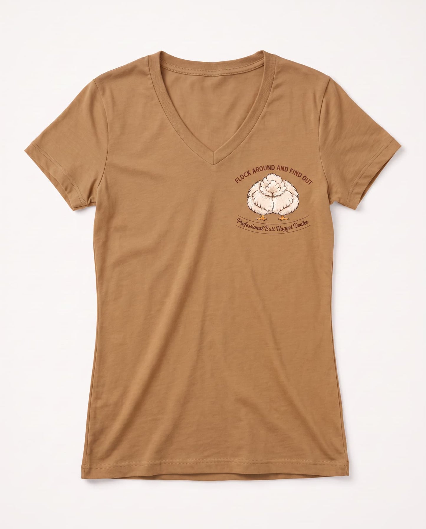 Flock Around and Find Out women's t-shirt caramel flat front